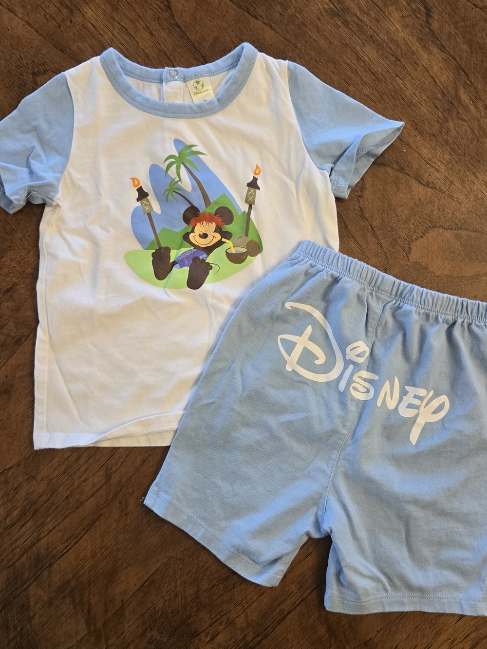 Disney Light Blue and White Mickey Mouse Short Sleeve Set